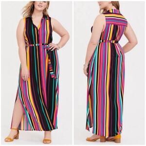Torrid Multicolor Stripe Challis Maxi Dress 2X 11743228